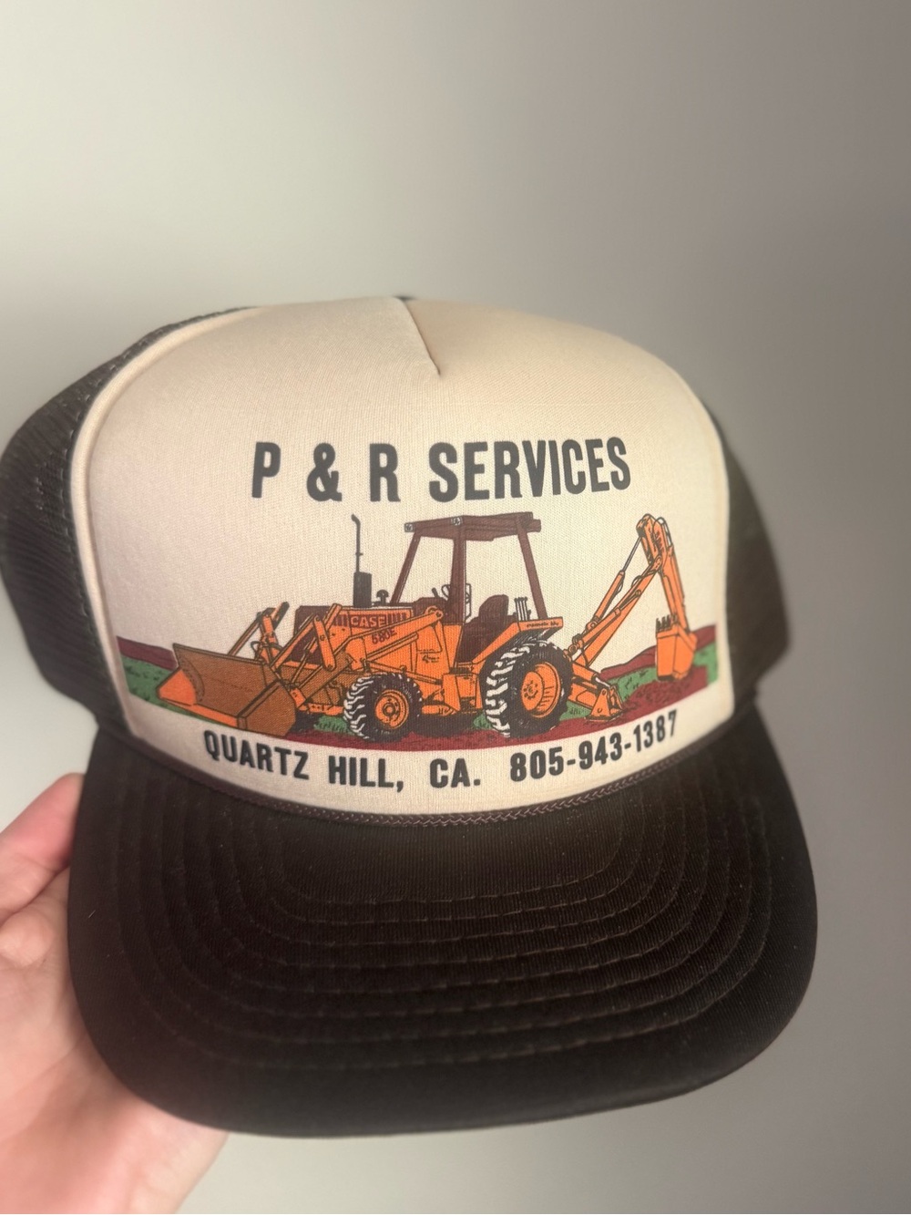 Vintage brown and cream trucker hat